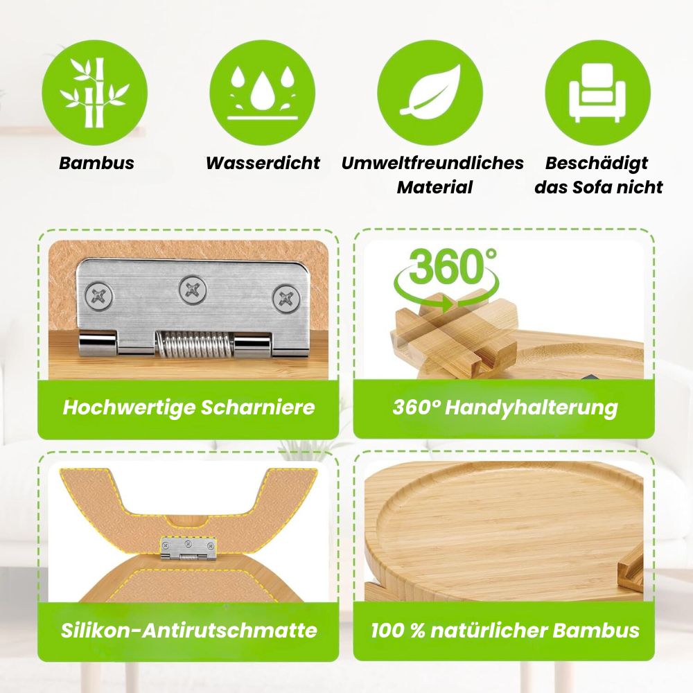 Praktischer Sofa Beistelltisch aus Holz für maximalen Komfort