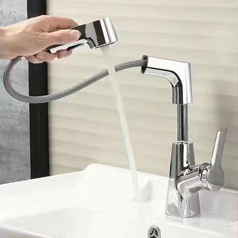Elegant Single-Lever Basin Mixer with Pull-Out Spray Head