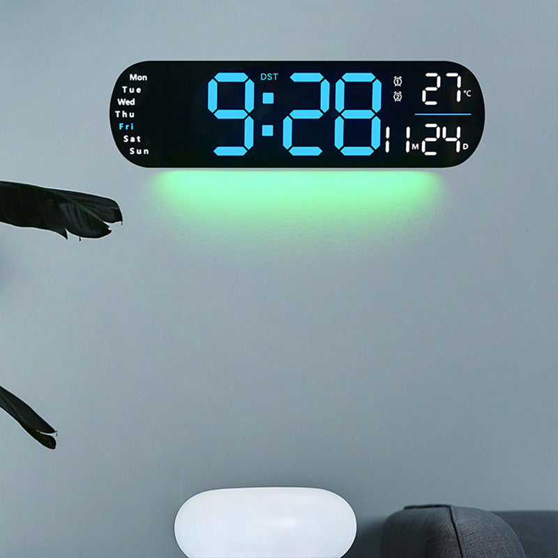 LuminaStyle | Multifunctional LED Wall Clock with Digital Display