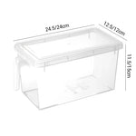 Transparent storage container with practical lid