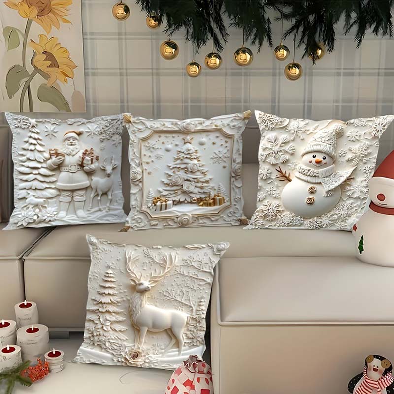 Festliches 4-teiliges Kissenbezug-Set – Stilvolle Weihnachtsdeko für Ihr Zuhause