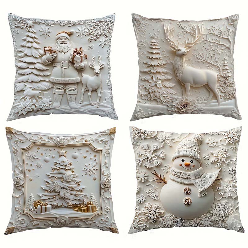 Festliches 4-teiliges Kissenbezug-Set – Stilvolle Weihnachtsdeko für Ihr Zuhause
