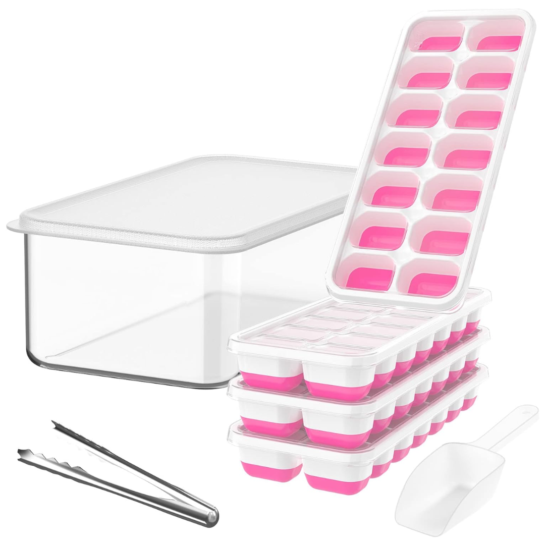 Stackable Silicone Ice Cube Molds for Unisex Use with Storage Container