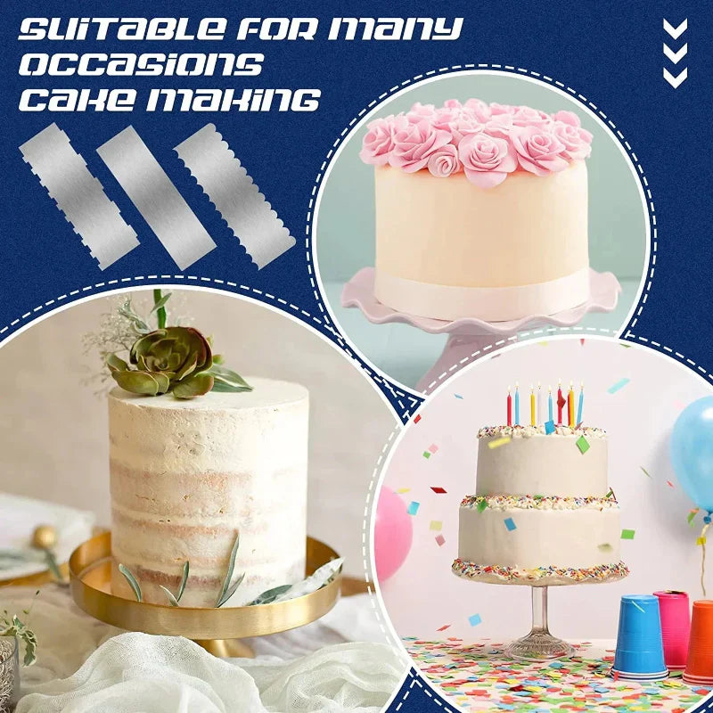 Precise Stainless Steel Cake Smoother with Double Patterns