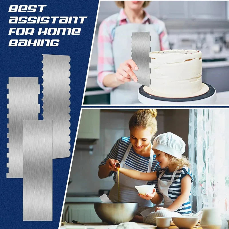 Precise Stainless Steel Cake Smoother with Double Patterns