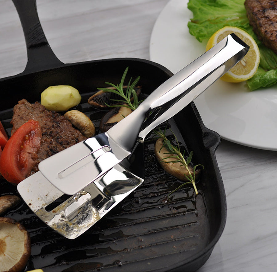 Multifunctional Stainless Steel Grill Tongs for Steak & BBQ