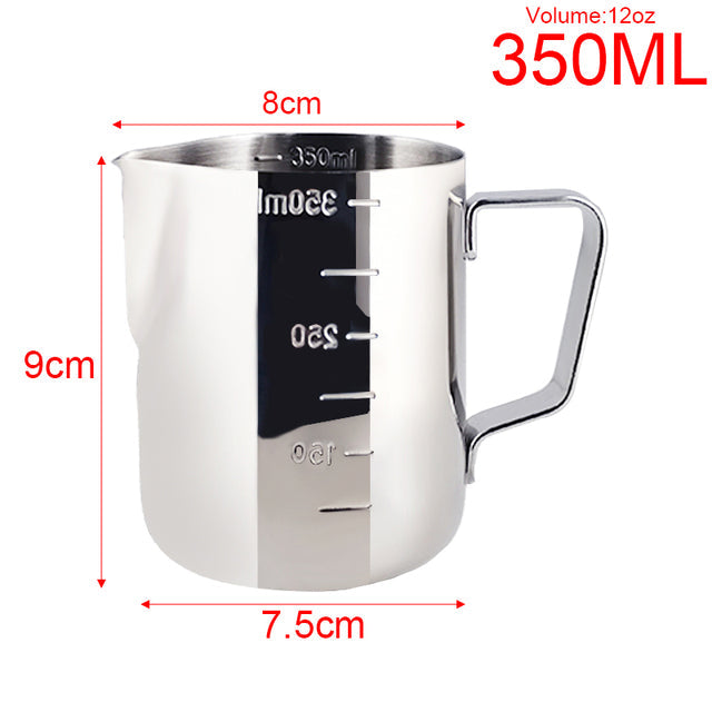 Elegant stainless steel coffee cup with milk froth design