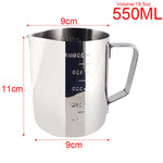 Elegant stainless steel coffee cup with milk froth design