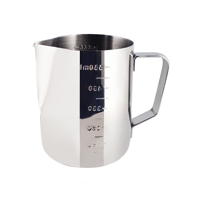 Elegant stainless steel coffee cup with milk froth design