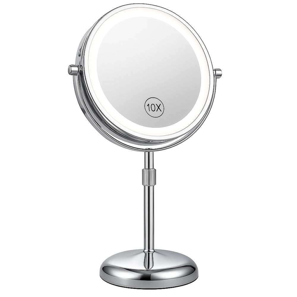 LumiMirror - Height-Adjustable LED Makeup Mirror with Magnification