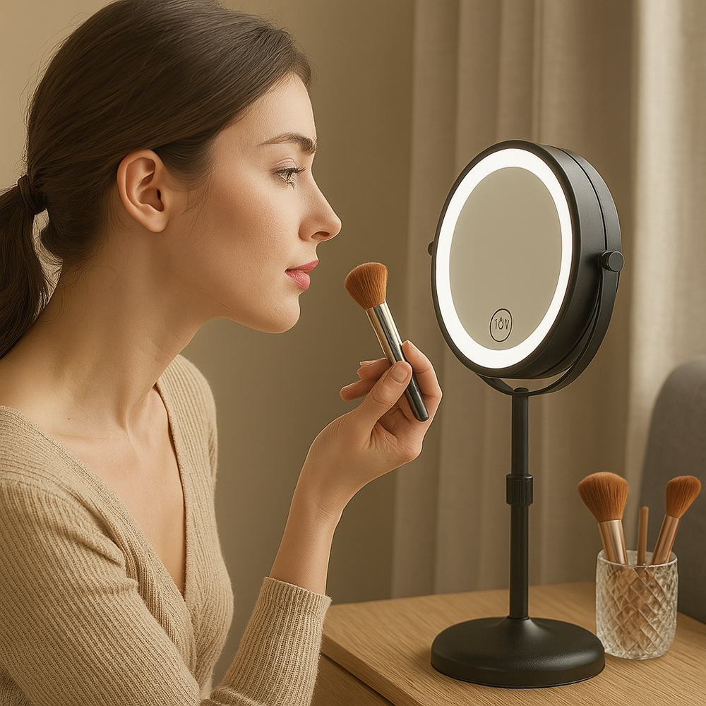 LumiMirror - Height-Adjustable LED Makeup Mirror with Magnification