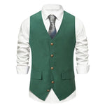 Stilvolle Herrenweste aus Wildleder – Vintage-Grün, Slim Fit