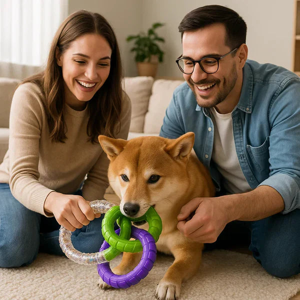 Robustes Kau Spielzeug für Hunde mit 3 Ringen, zahnfreundlich