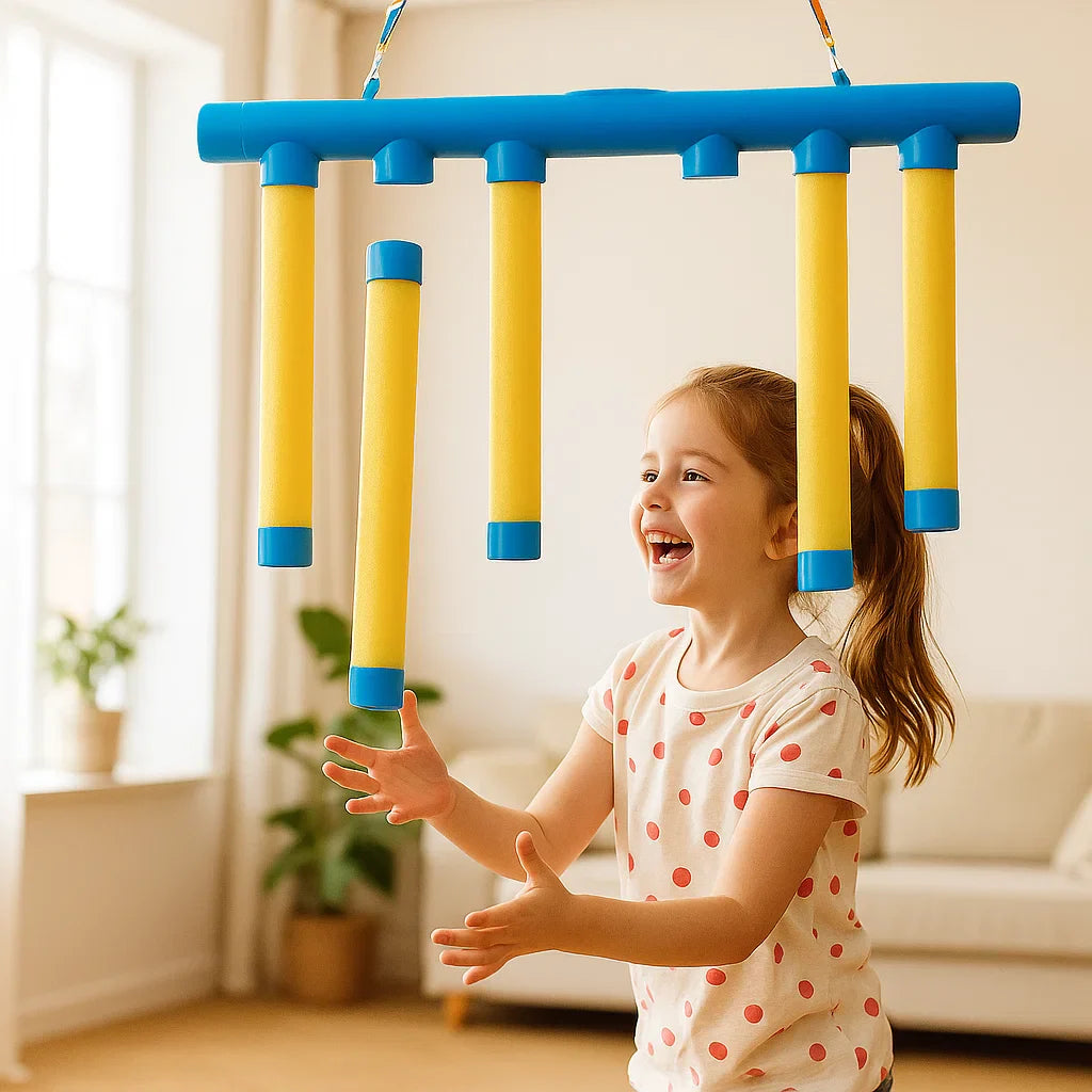 Reaction game for children with falling sticks