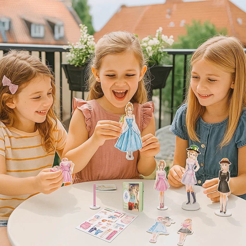 Children's playset with magnetic fashion pieces