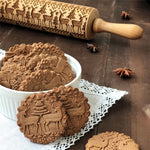 Christmas Rolling Pin with Cookie Cutters for Creative Bakers