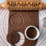 Christmas Rolling Pin with Cookie Cutters for Creative Bakers