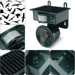Solar-powered, weather-resistant bird repellent system with PIR sensor