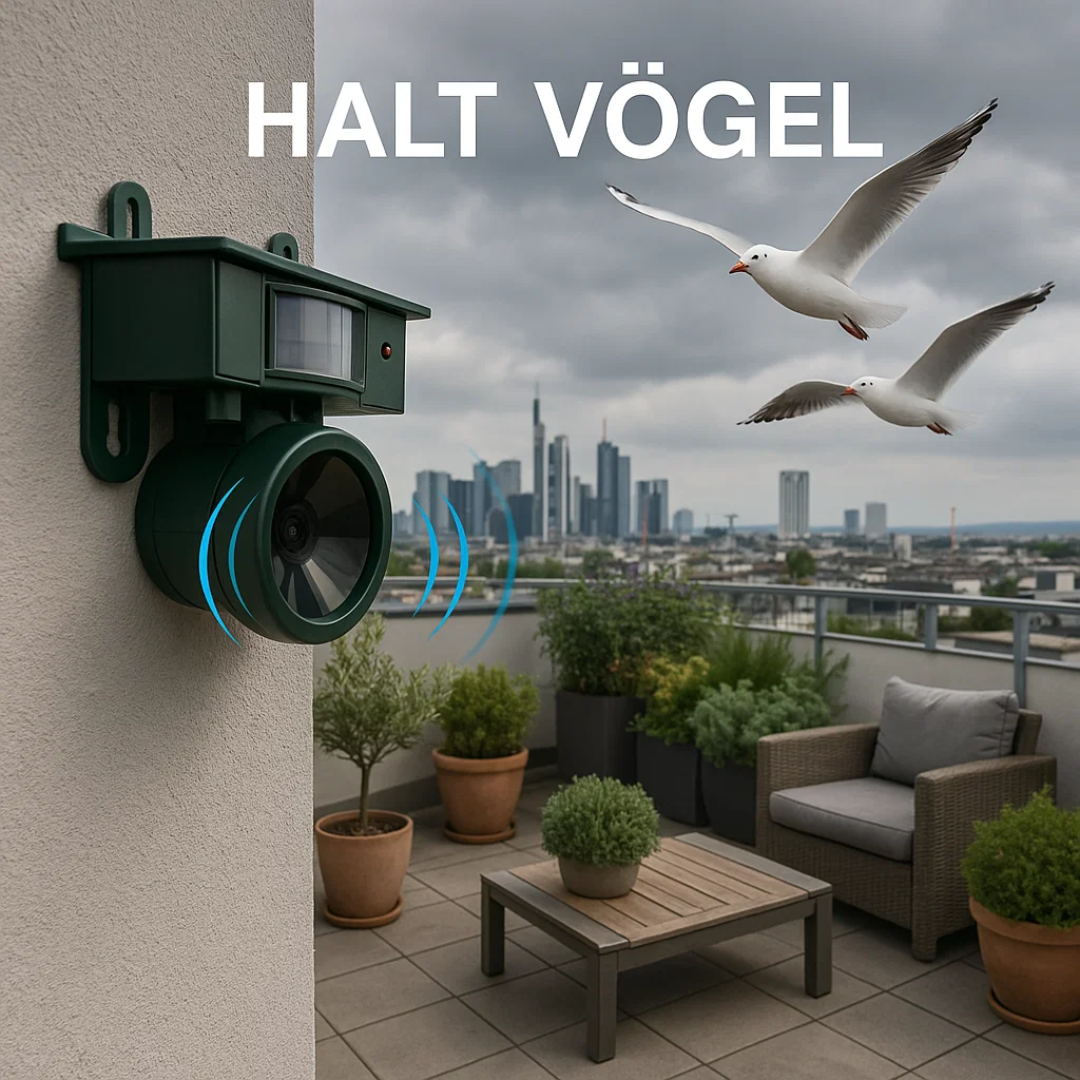 Solar-powered, weather-resistant bird repellent system with PIR sensor