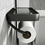 Elegant stainless steel toilet paper holder with shelf