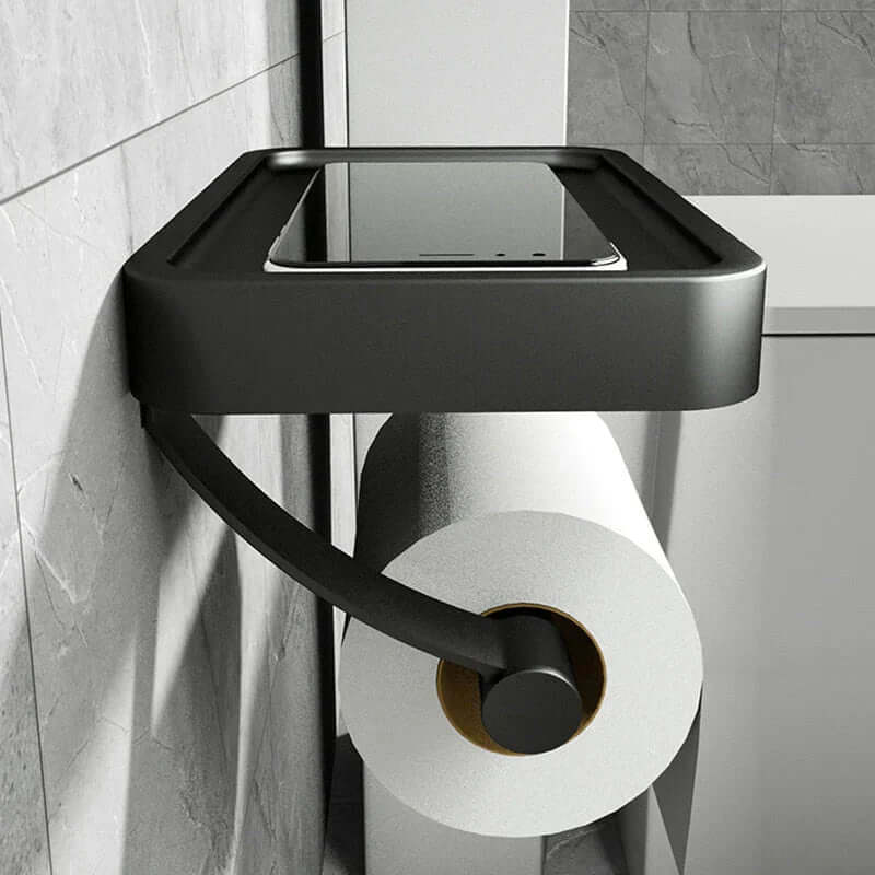 Elegant stainless steel toilet paper holder with shelf
