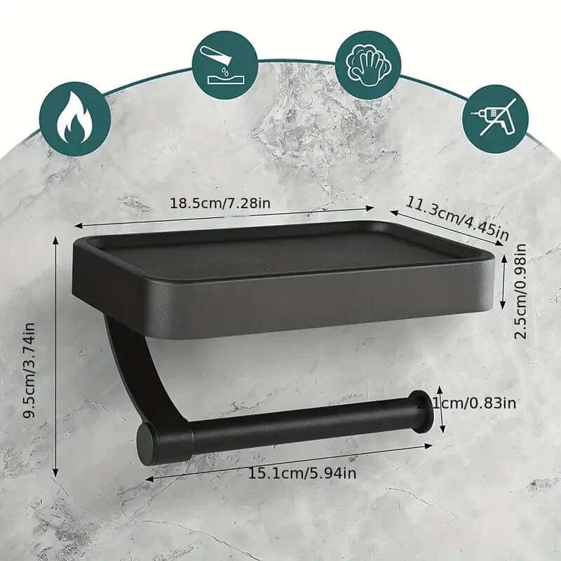 Elegant stainless steel toilet paper holder with shelf