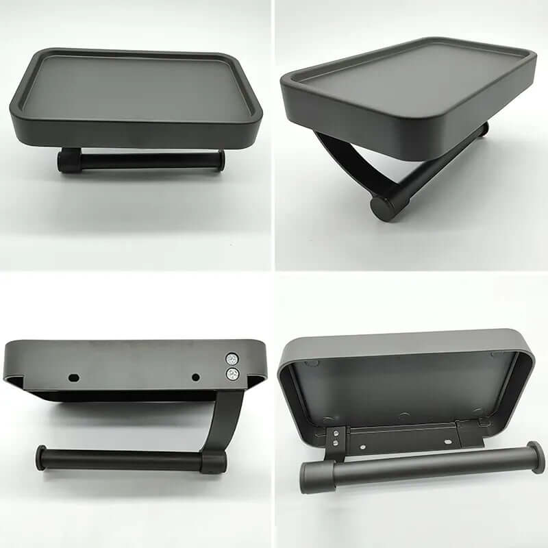 Elegant stainless steel toilet paper holder with shelf
