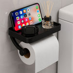 Elegant stainless steel toilet paper holder with shelf