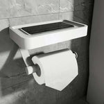 Elegant stainless steel toilet paper holder with shelf
