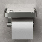 Elegant stainless steel toilet paper holder with shelf