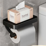 Elegant stainless steel toilet paper holder with shelf