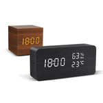Eleganter LED-Wecker aus Holz mit Multifunktionsanzeige