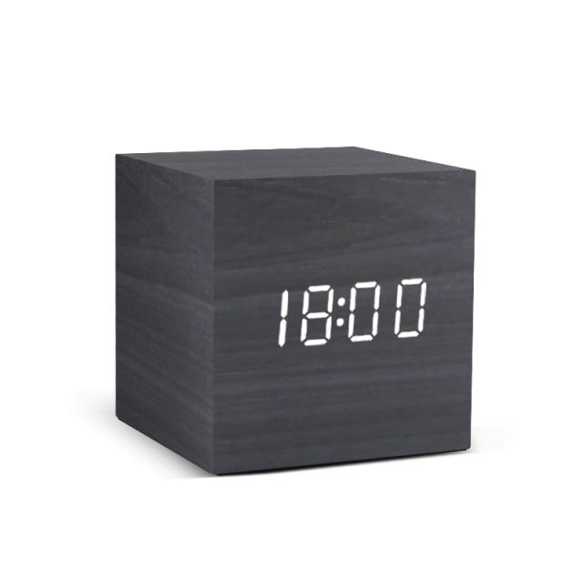 Eleganter LED-Wecker mit Alarm und Naturholzelementen