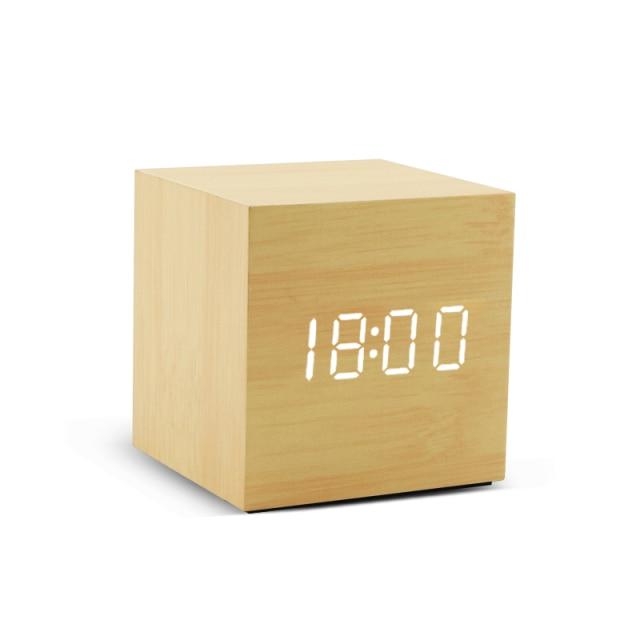 Eleganter LED-Wecker aus Holz mit Multifunktionsanzeige