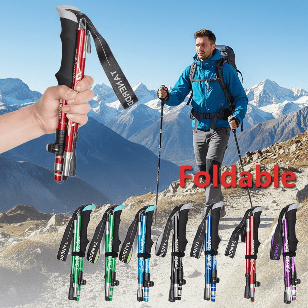 Lightweight foldable trekking poles – Ideal for hiking and camping