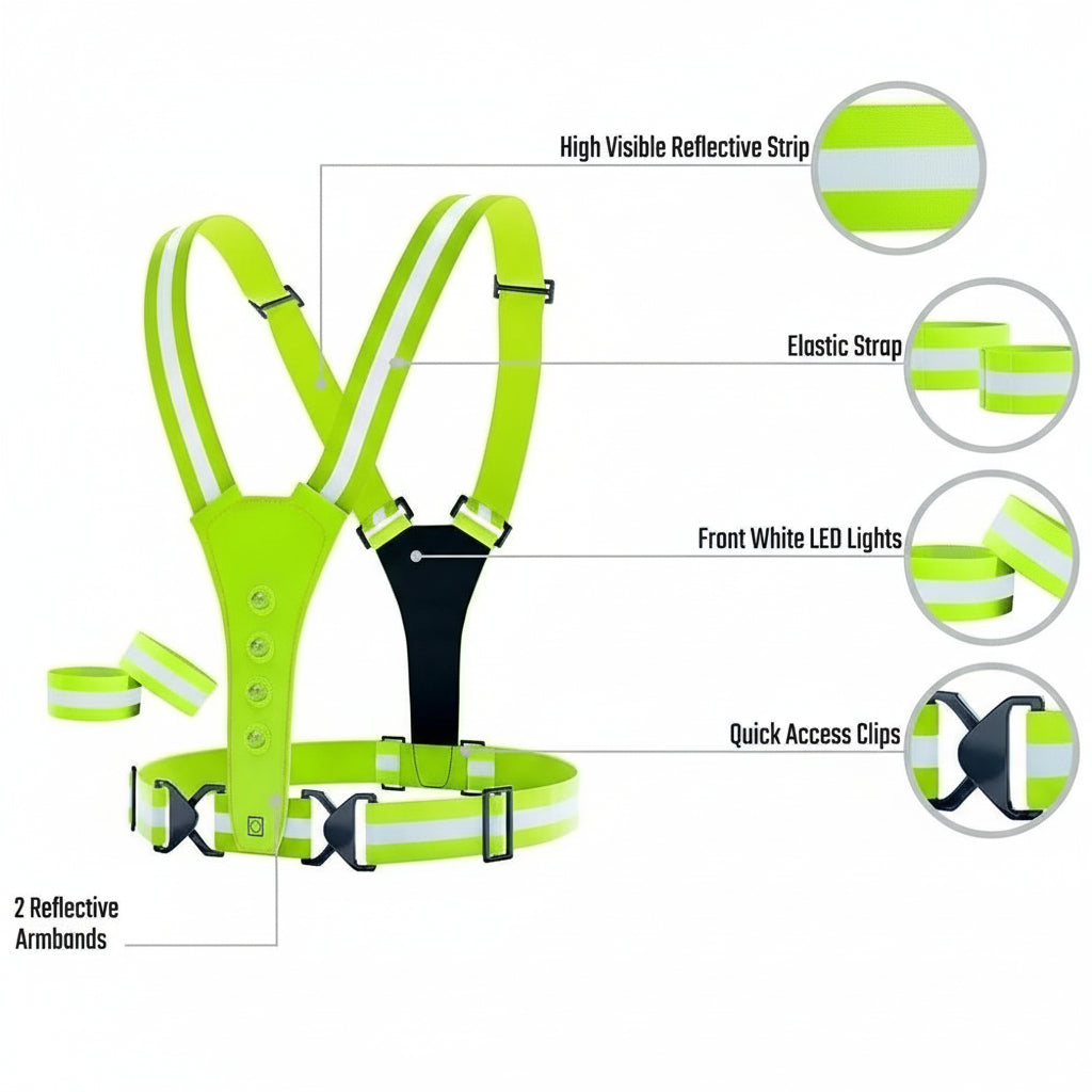 Reflective Running Vest for Unisex - LED Safety Gear for Nighttime