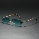Rimless Rectangular Sunglasses for All with Gold Gradient Lenses