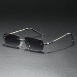 Rimless Rectangular Sunglasses for All with Gold Gradient Lenses