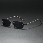 Rimless Rectangular Sunglasses for All with Gold Gradient Lenses