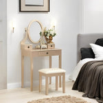 Vanity Table with Mirror and Padded Stool