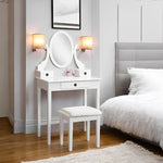 Vanity Table with Mirror and Padded Stool