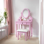 Vanity Table with Mirror and Padded Stool