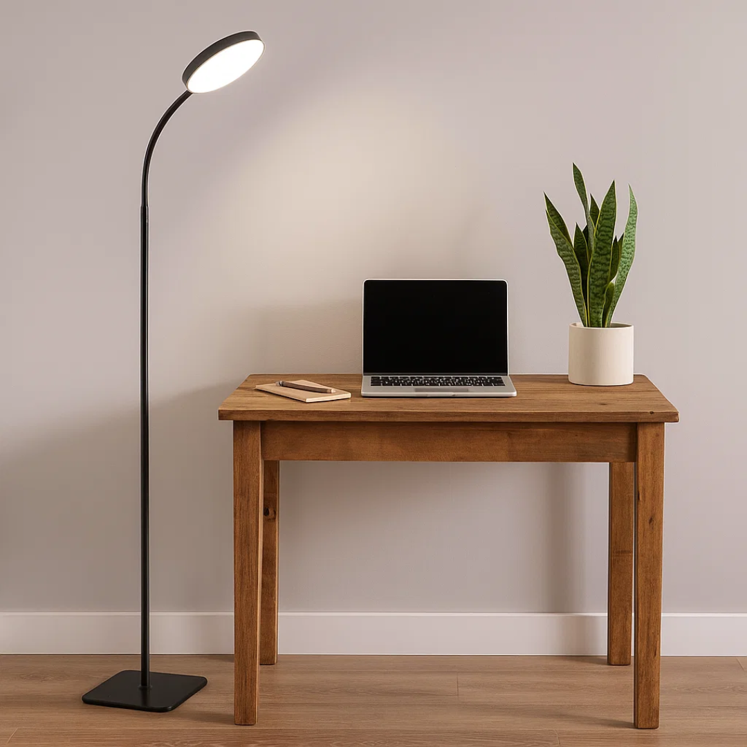Moderne Stehlampe mit warmem Licht und elegantem Design