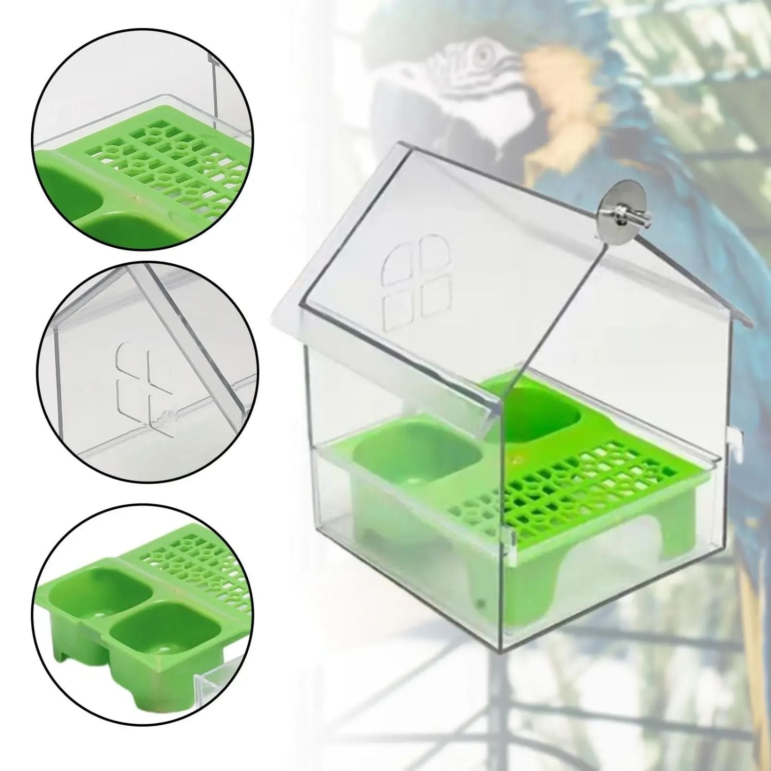 Bird Feeder and Bath – Space-Saving, Spill-Free Solution
