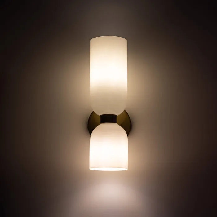 Moderne Glas-Wandleuchte mit Doppelkopf-LED