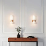 Moderne Glas-Wandleuchte mit Doppelkopf-LED