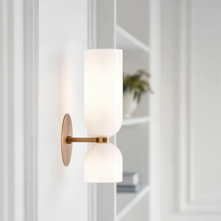 Moderne Glas-Wandleuchte mit Doppelkopf-LED