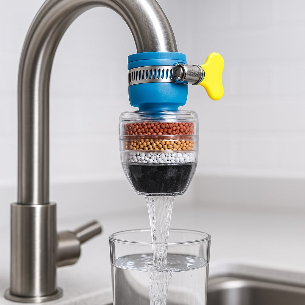 Efficient water filter for fresh drinking water directly from the tap