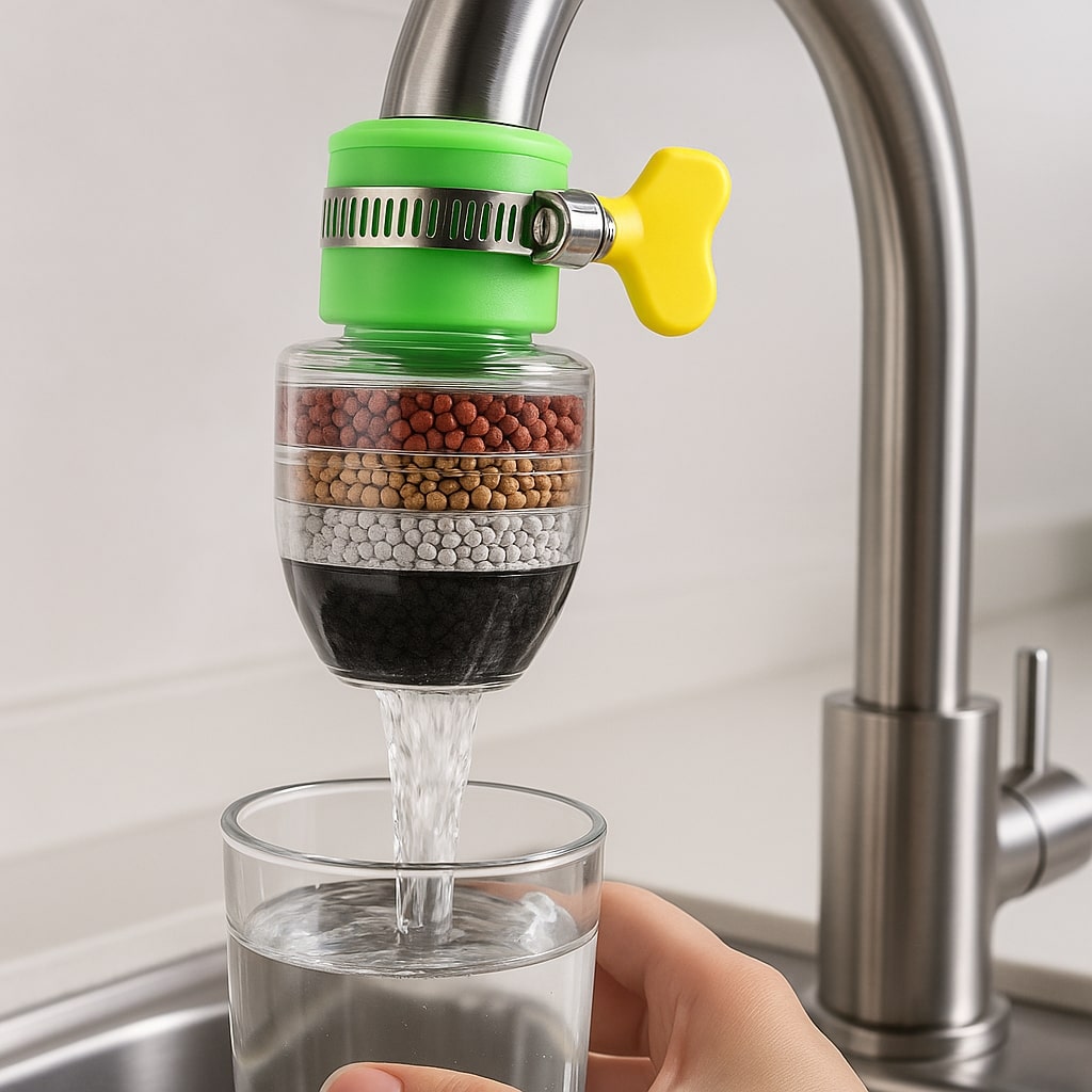 Efficient water filter for fresh drinking water directly from the tap