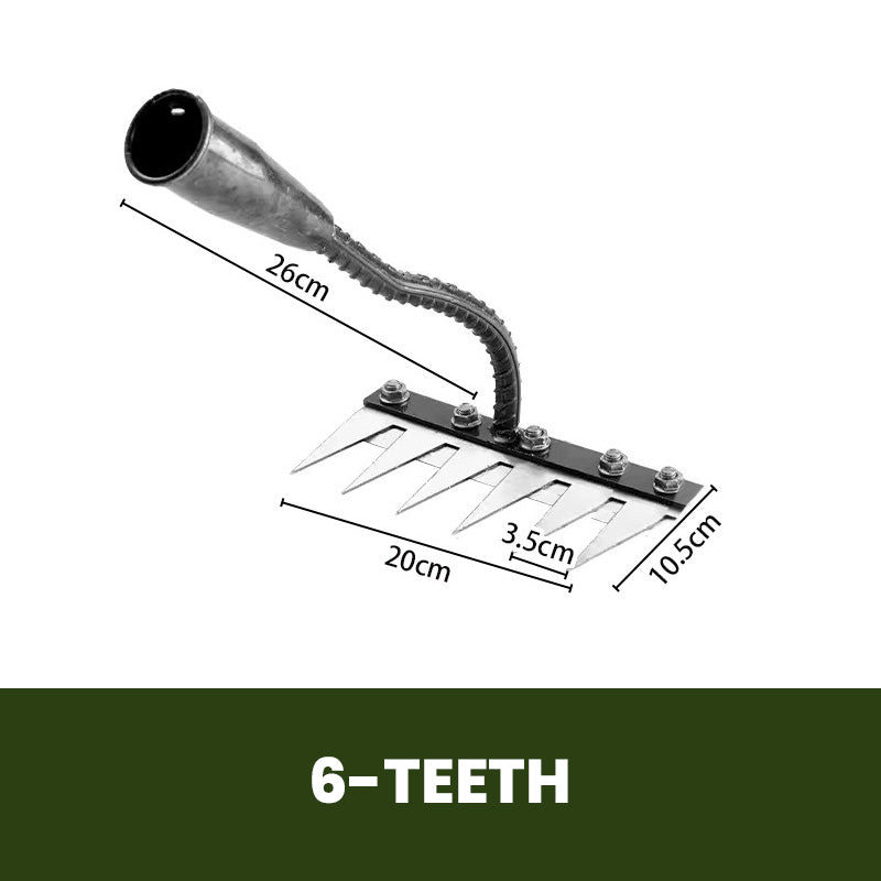 Carbon steel weeding rake with pointed tines